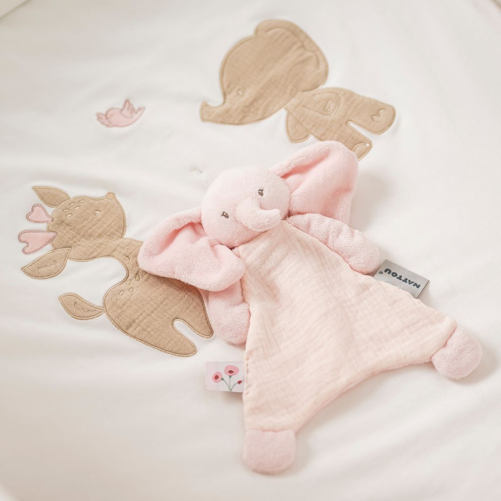 Nattou Mini doudou éléphant rose