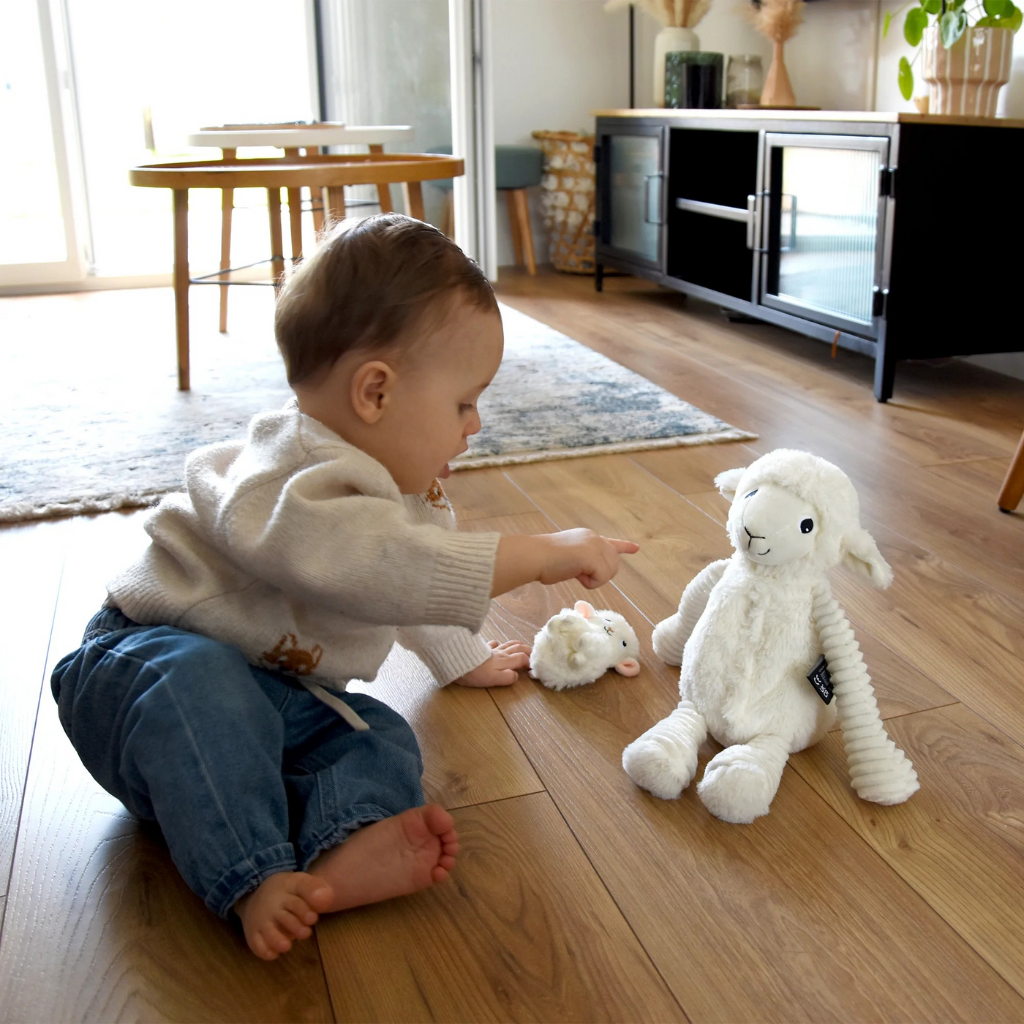 Les Déglingos Peluche Olou mouton Maman et Bébé blanc Ptipotos