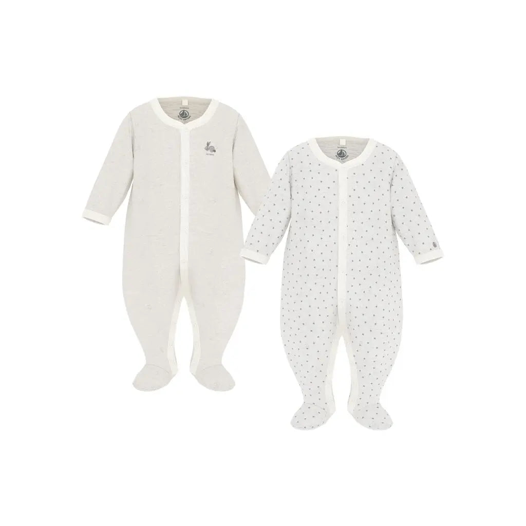 Petit Bateau Pyjama Hart grijs - 2 stuks
