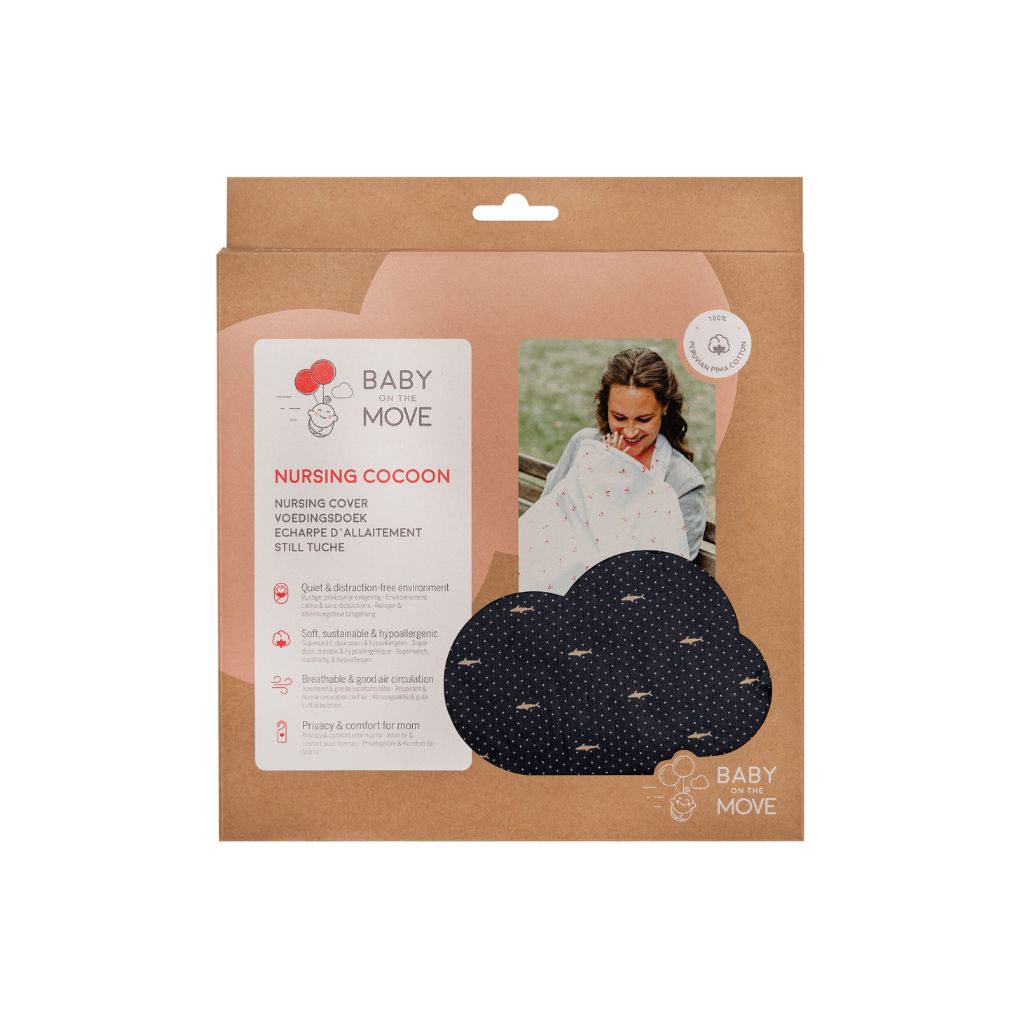 Baby on the Move Châle/écharpe d'allaitement bleu/écru