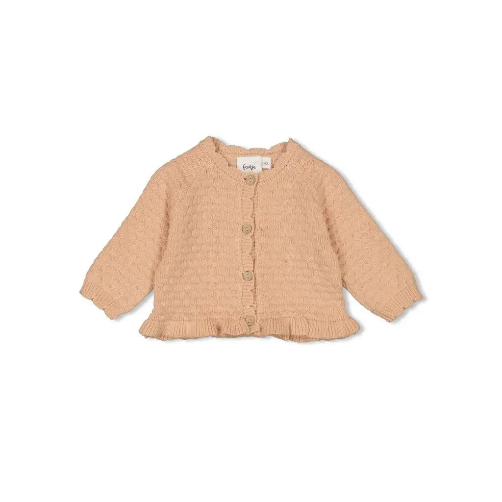 Feetje Vestje gebreid - Flower Field m 68 Peach Meisjes