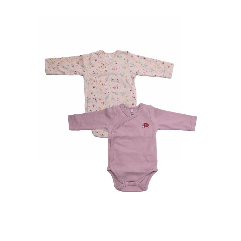 Dreambee Body met overslag en lange mouwen newborn Oscar roze - 2 stuks