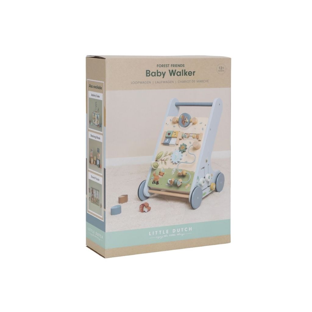 Little Dutch Porteur-pousseur en bois Forest Friends bleu