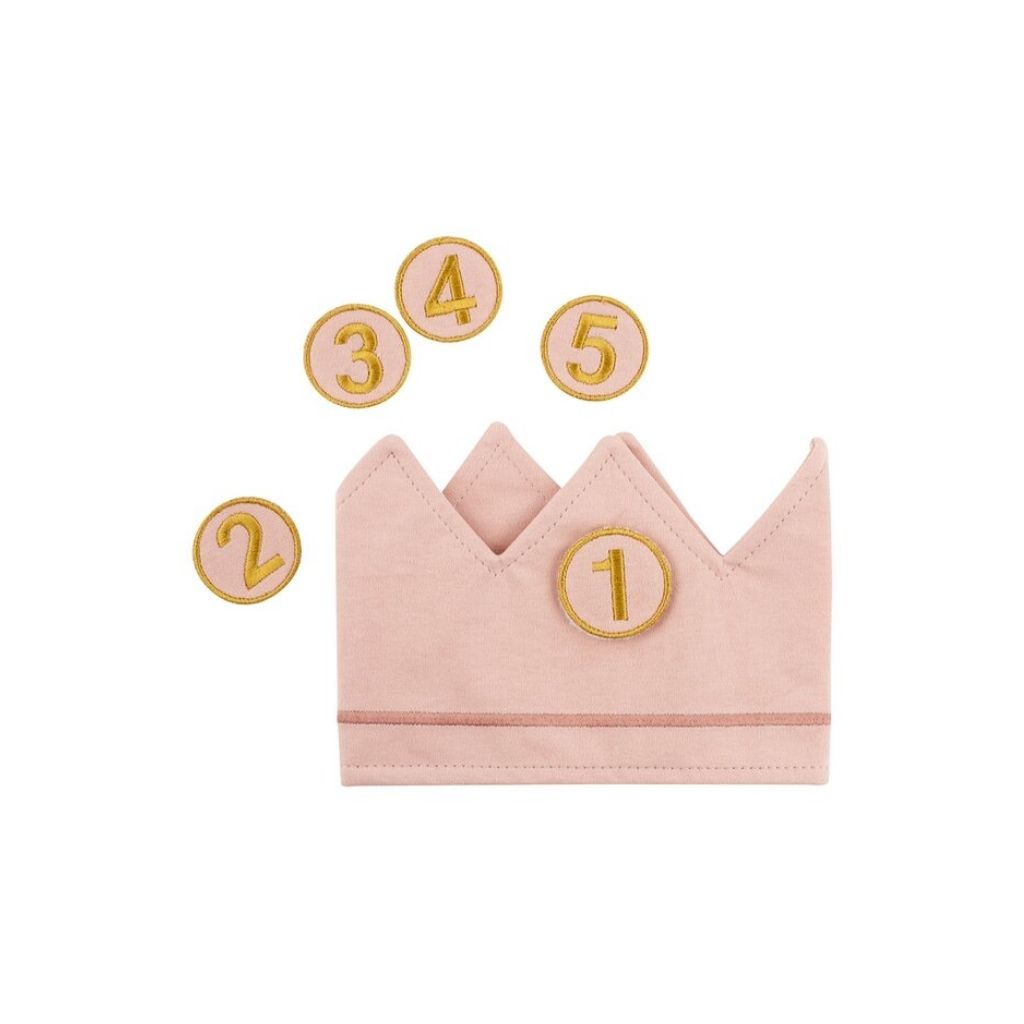 Dreambee Verjaardagskroon met leeftijdsbutton tot 5 jaar roze