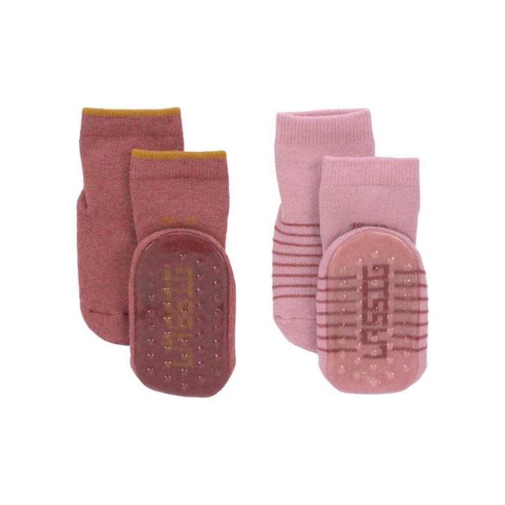 Lässig Paire de chaussettes antidérapantes rosewood/rose - 2 pièces
