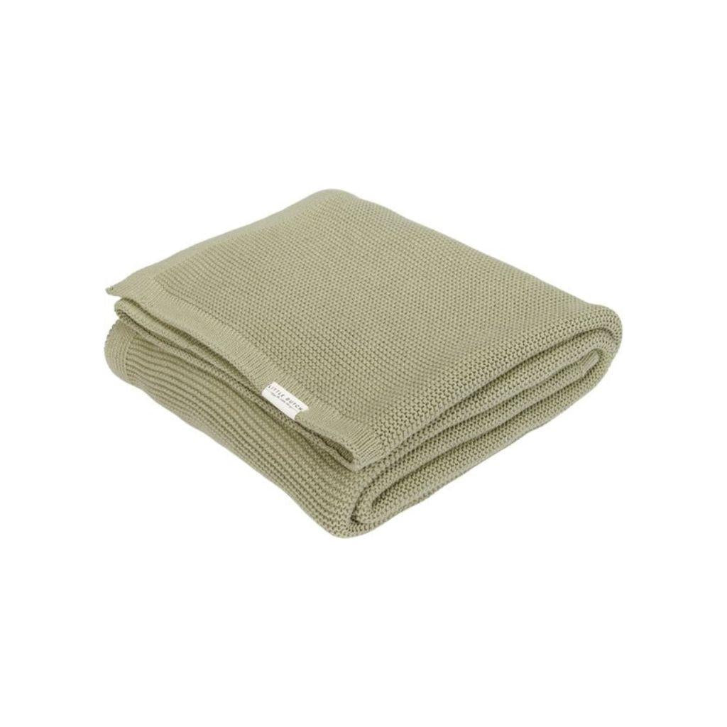 Little Dutch Couverture pour berceau ou parc Basic Knit Olive Green
