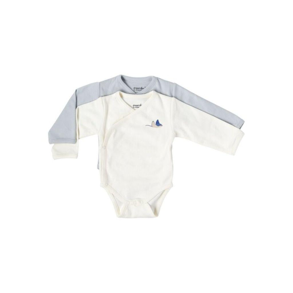 Dreambee Body met overslag en lange mouwen Billie rog beige/grijs - 2 stuks
