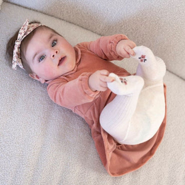 Feetje Jurk velours rib - Woodland Bloom Mauve Meisje