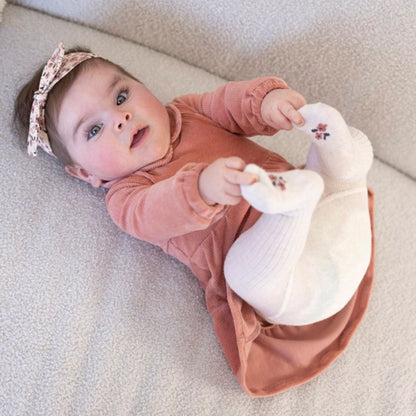 Feetje Jurk velours rib - Woodland Bloom Mauve Meisje