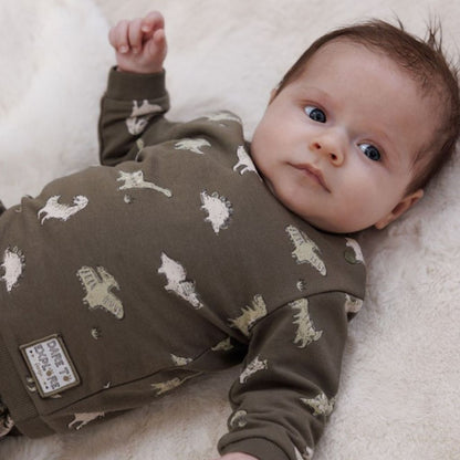 Feetje Sweater AOP - Rawrsome Olive Jongen