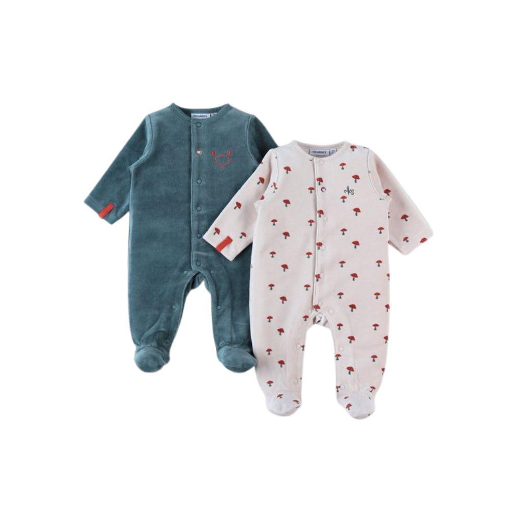 Noukies Pyjama Little Raccoon velours 3M zand/blauw - 2 stuks