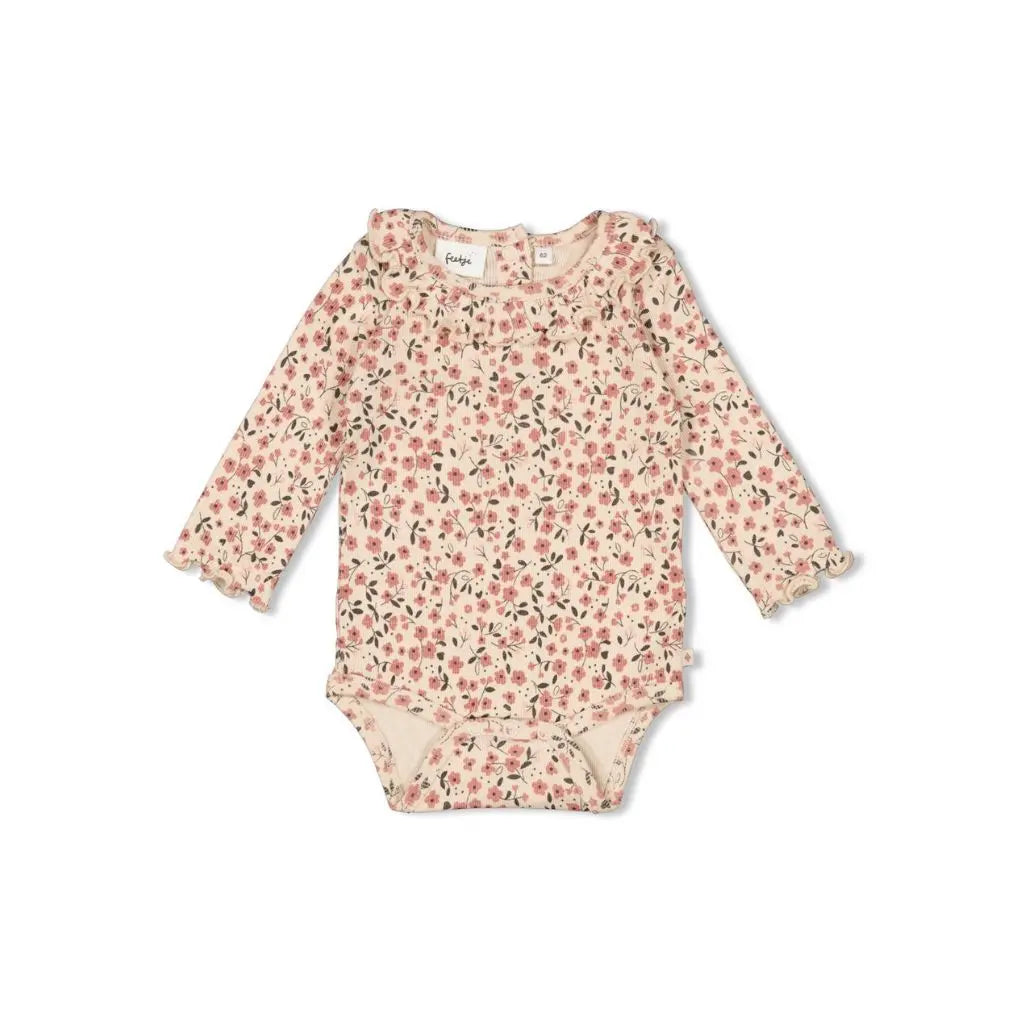 Feetje Romper rib AOP - Woodland Bloom Offwhite Meisje