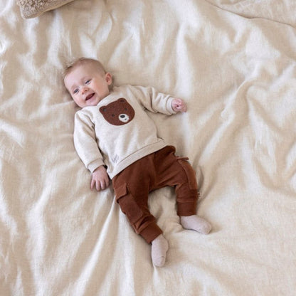 Feetje Sweater - Wild World Taupe melange Jongen