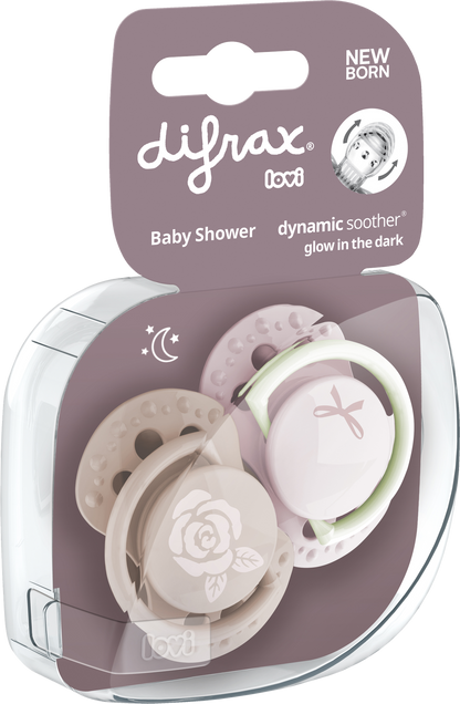 Difrax Sucette + 0 mois LOVI Dynamic Newborn Baby Shower Pink - 2 pièces