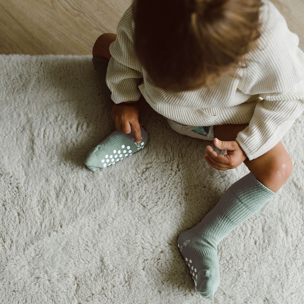 KipKep antislip bijf sokken 1 paar, m 12-18, calming green, Uniseks