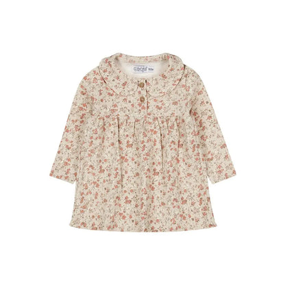 Dirkje Robe motif floral Beige gris fille