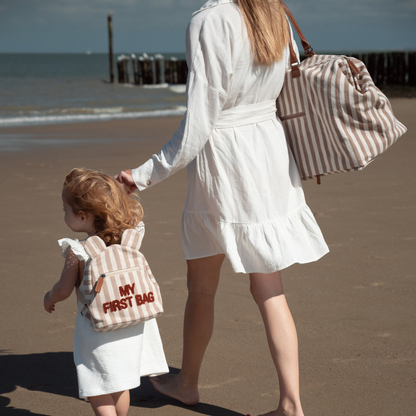 Childhome Verzorgingstas Mommy Gag strepen Nude/Terracotta