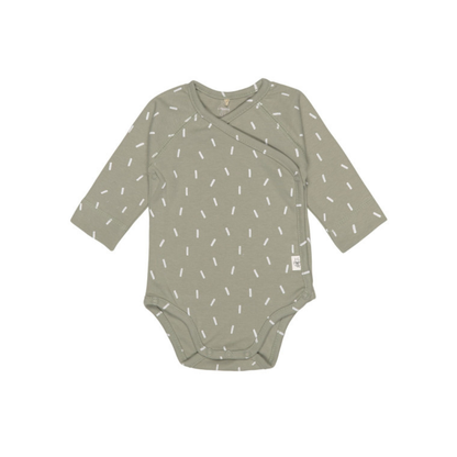 Lässig Body lange mouw speckles olive,organic cotton,GOTS,m62/68,unisex