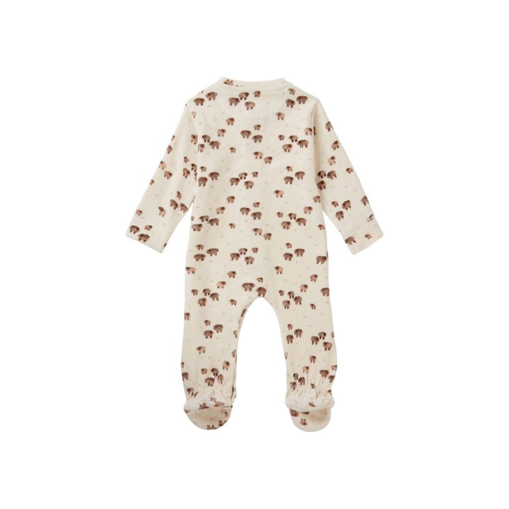 Noppies Baby Pyjama velours met voet Tolleson, allover print, m92, Butter Cream/wit, Unisex