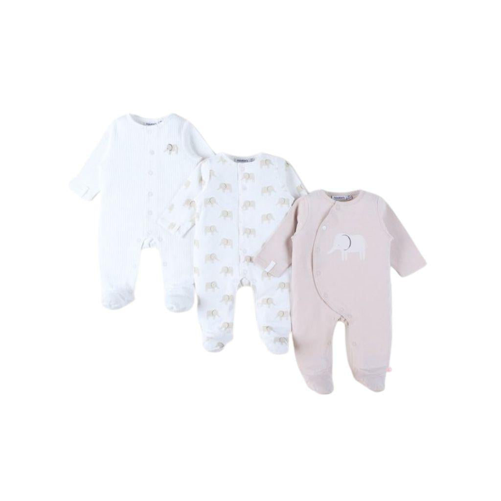 Noukies pyjama per 3 olifant aop zand wit jerseym56 uniseks 1