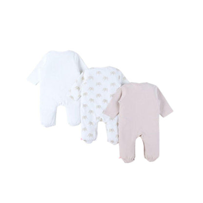 Noukies pyjama per 3 olifant aop zand wit jersey m50 uniseks 0