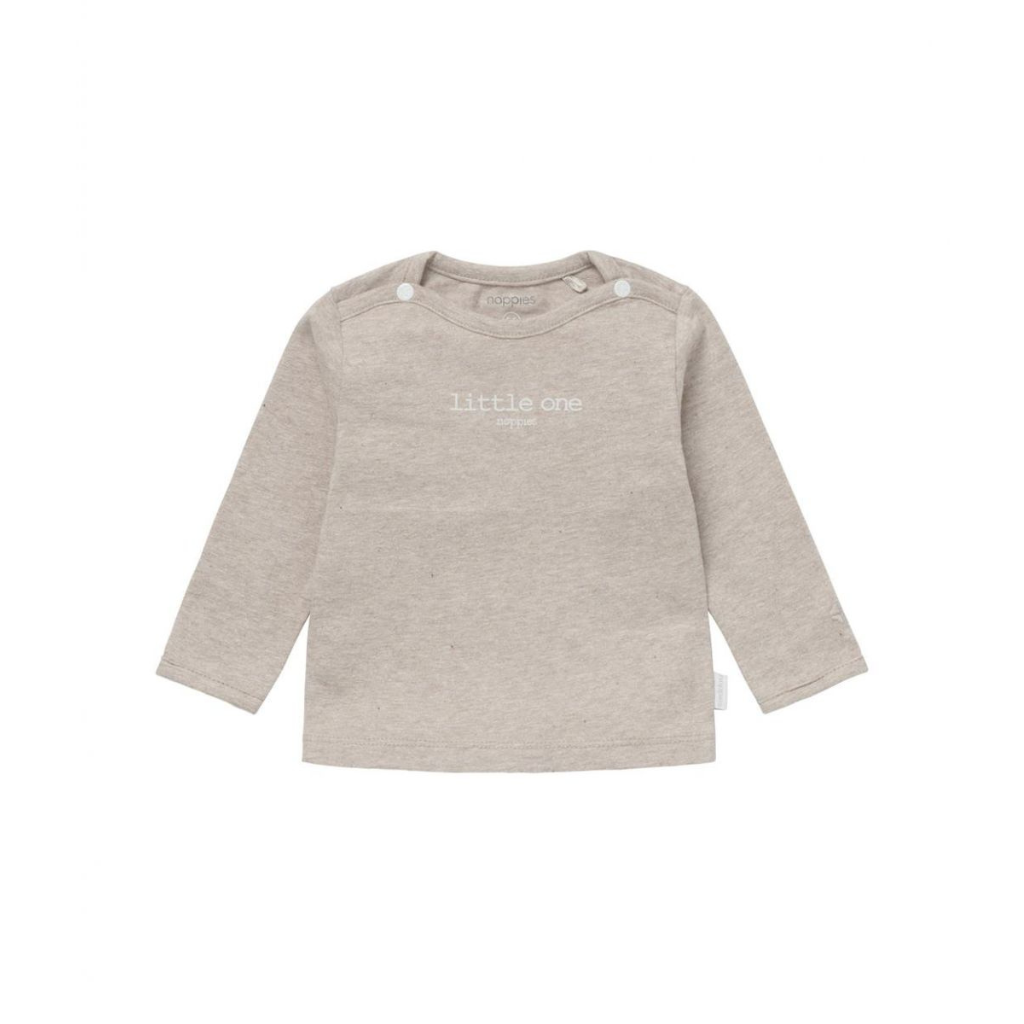 T-shirt lange mouw, Hester met tekst, m 44, Taupe Melange, noppies uniseks
