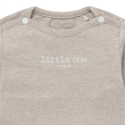 T-shirt lange mouw, Hester met tekst, m 44, Taupe Melange, noppies uniseks