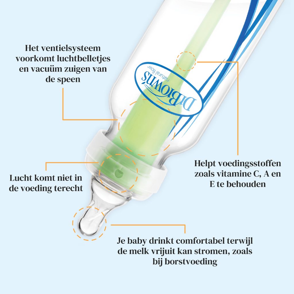 Dr. Brown's Glazen zuigfles Options+ met brede hals transparant 270 ml