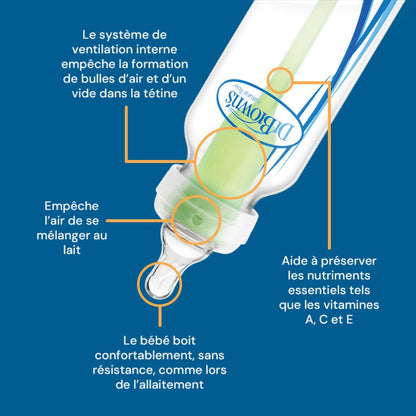 Dr. Brown's Glazen zuigfles Options+ met brede hals transparant 270 ml