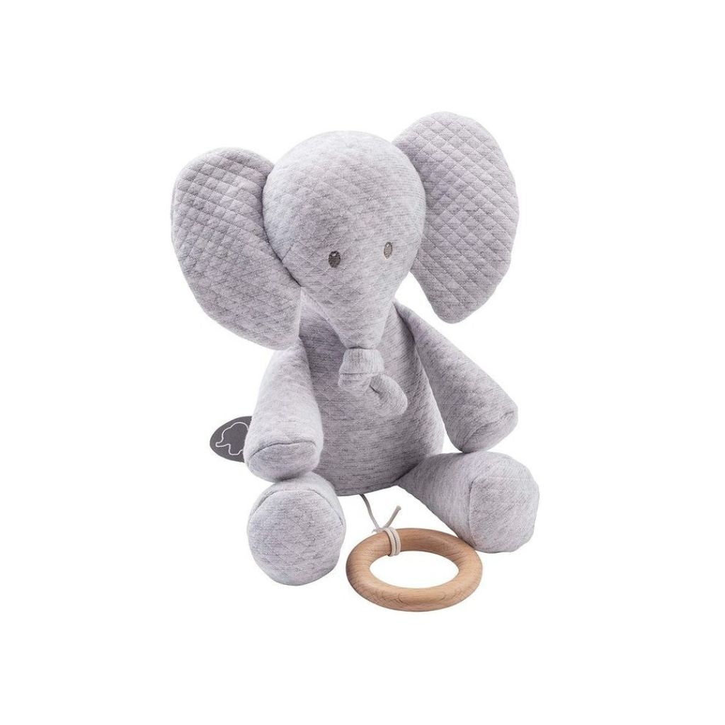 Muzikale trekknuffel, Nattou, Tembo de olifant, jacquard grijs, 32cm