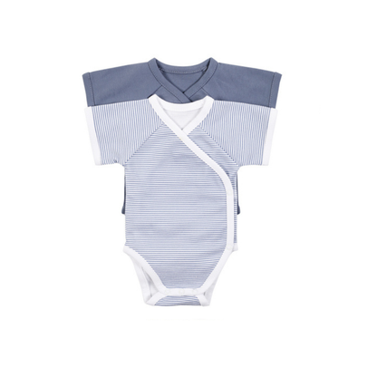 Dreambee Body met overslag en korte mouwen Essentials streepjes blauw - 2 stuks