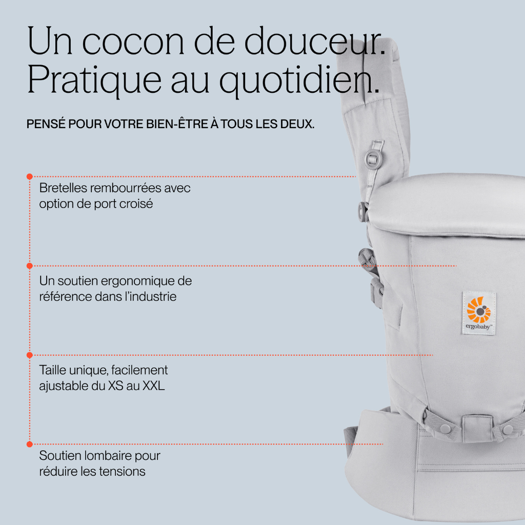 ERGObaby Porte-bébé combiné Adapt SoftFlex Mesh Pearl Grey