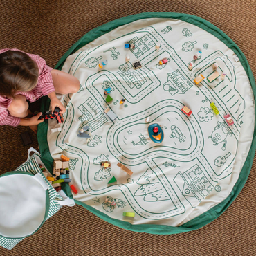 Play&Go Opbergmand Met Speeltapijt Roadmap Groen