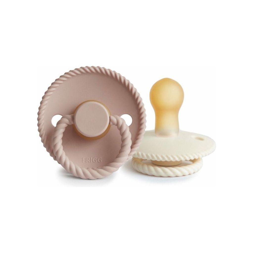 FRIGG Fopspeen 0 - 6 maanden Rope latex Blush/Cream - 2 stuks