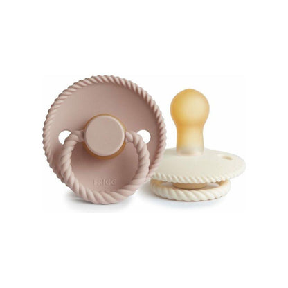 FRIGG Fopspeen 0 - 6 maanden Rope latex Blush/Cream - 2 stuks