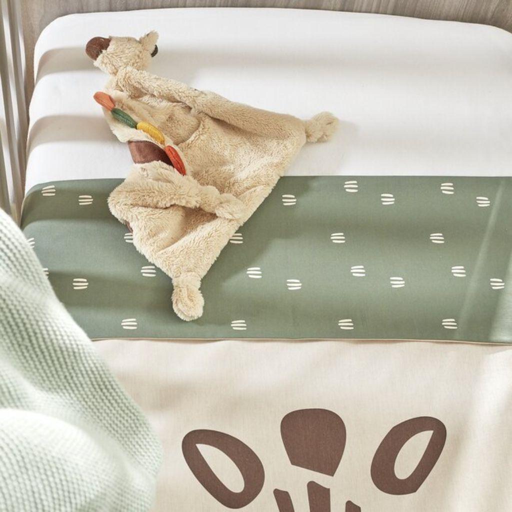 Dreambee Drap-housse pour lit Flo vert/écru coton - 2 pièces