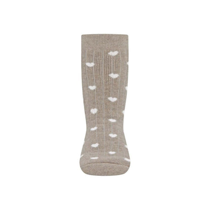Ewers Paire de chaussettes antiderapantes Coeurs beige-brun