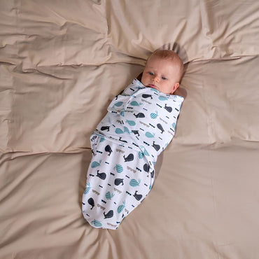 Bo Jungle Inbakerdoek B-Wrap Whale TOG 0,5 Blue 60 cm