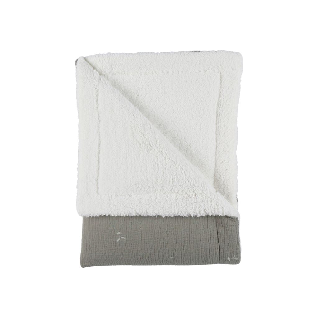 Noukie's Deken muslin & sherpa  kaki 100 x 140 cm