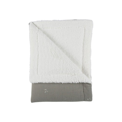 Noukie's Deken muslin & sherpa  kaki 100 x 140 cm