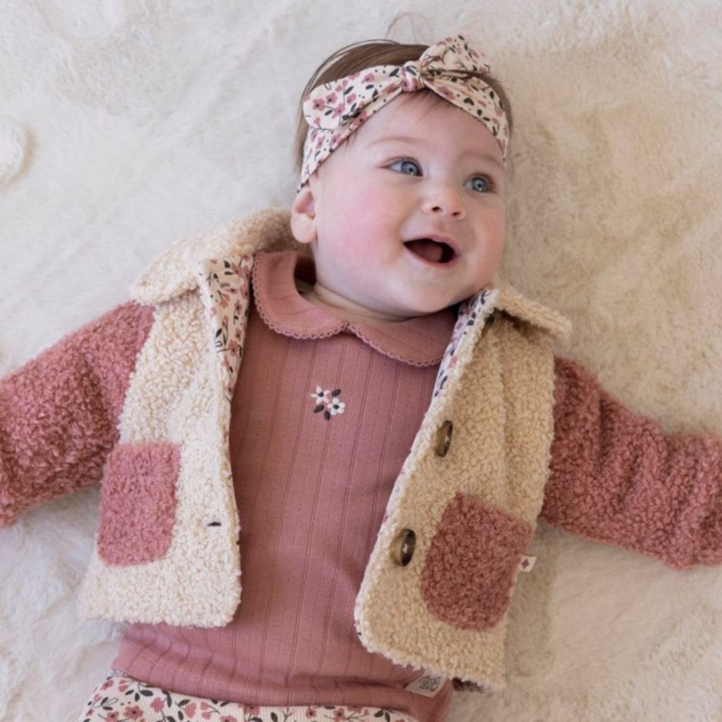 Feetje Bouclé jasje - Woodland Bloom Offwhite Meisje