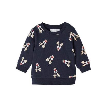 Name it Sweater aop christmas, m 74, Dark Sapphire,uniseks