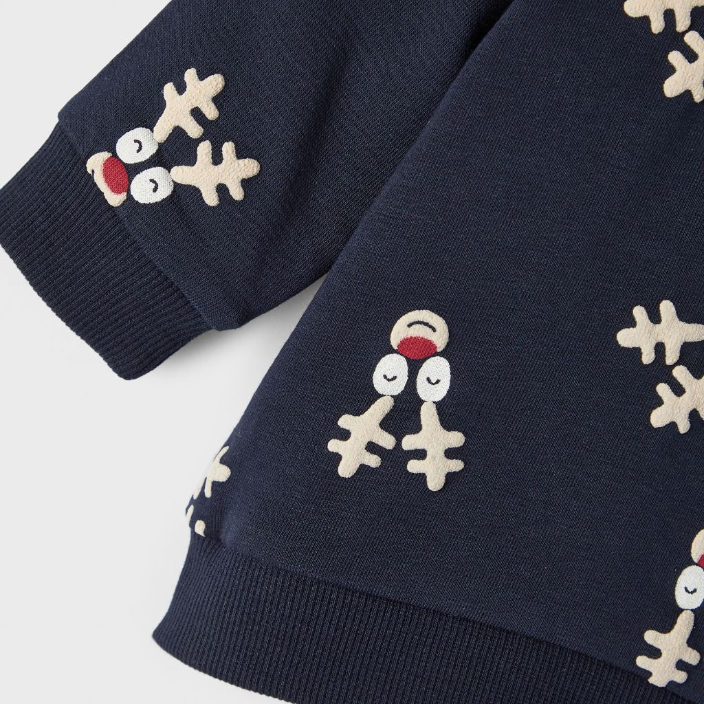 Name it Sweater aop christmas, m 74, Dark Sapphire,uniseks