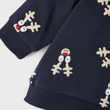 Name it Sweater aop christmas, m 74, Dark Sapphire,uniseks