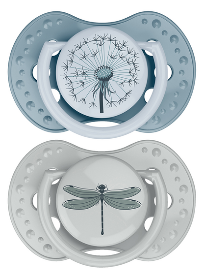 Difrax Fopspeen + 6 maanden LOVI Dynamic Botanic Blue/Green - 2 stuks