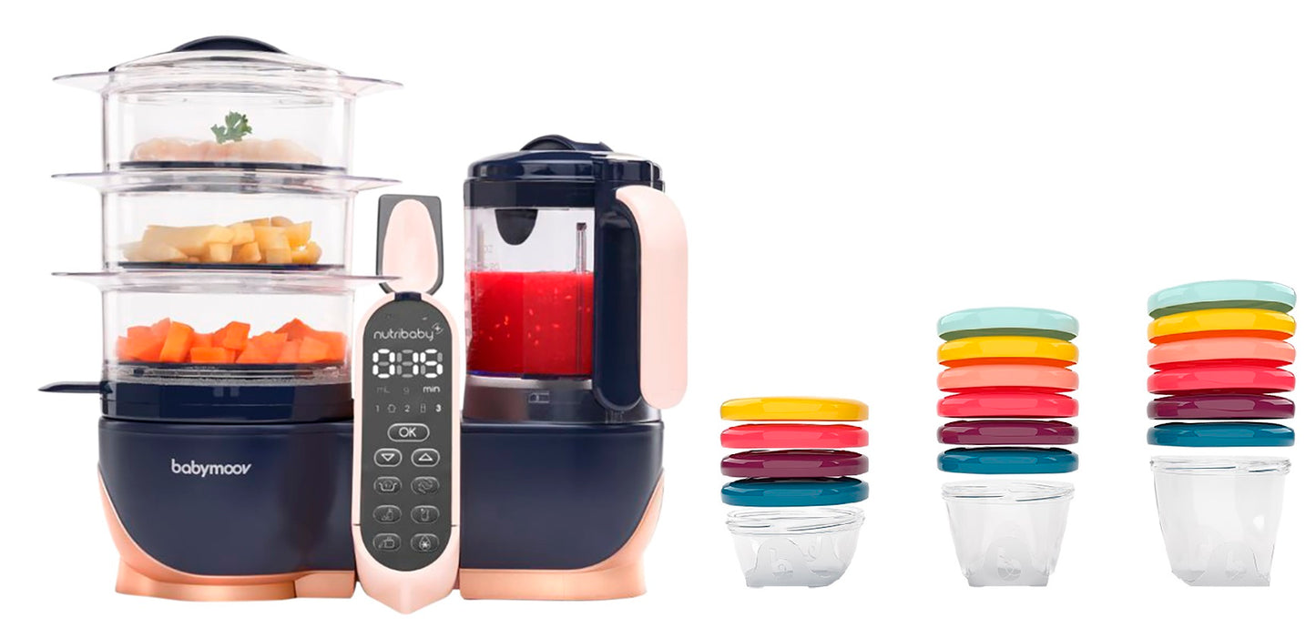 Babymoov Stoomkoker-mixer Nutribaby XL + 15-delige set Babybols Kit XXL