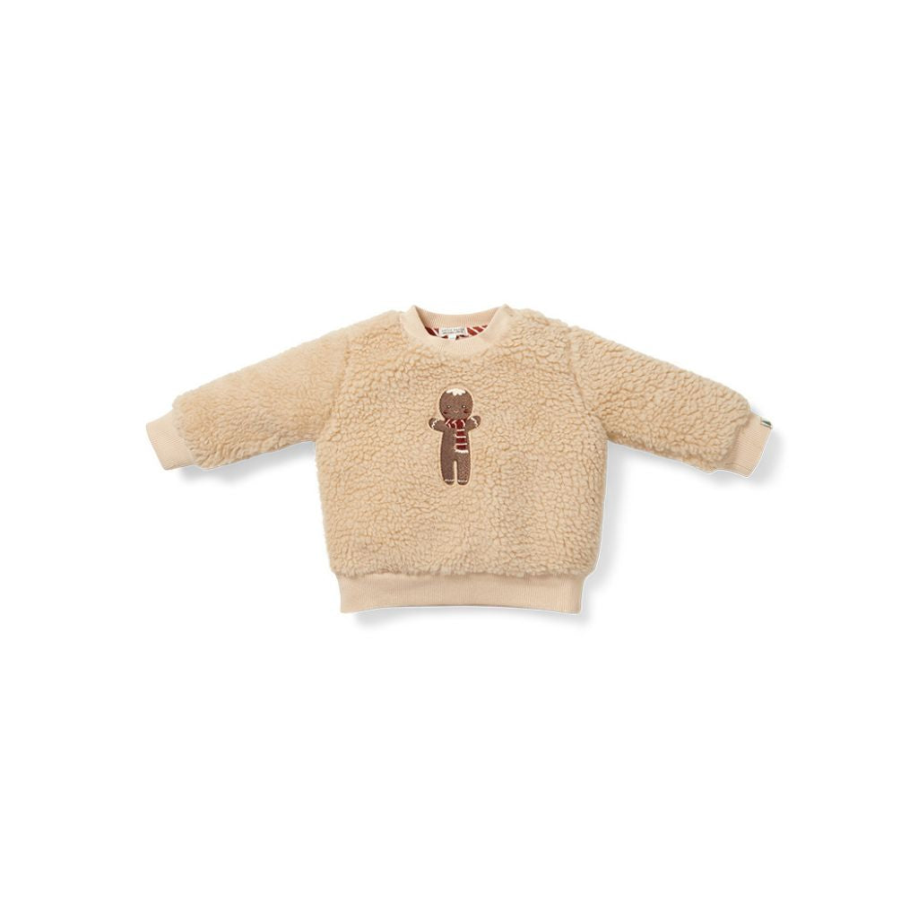 Little Dutch Sweater teddy kerst Gingerbread , m62, Zand, Uniseks
