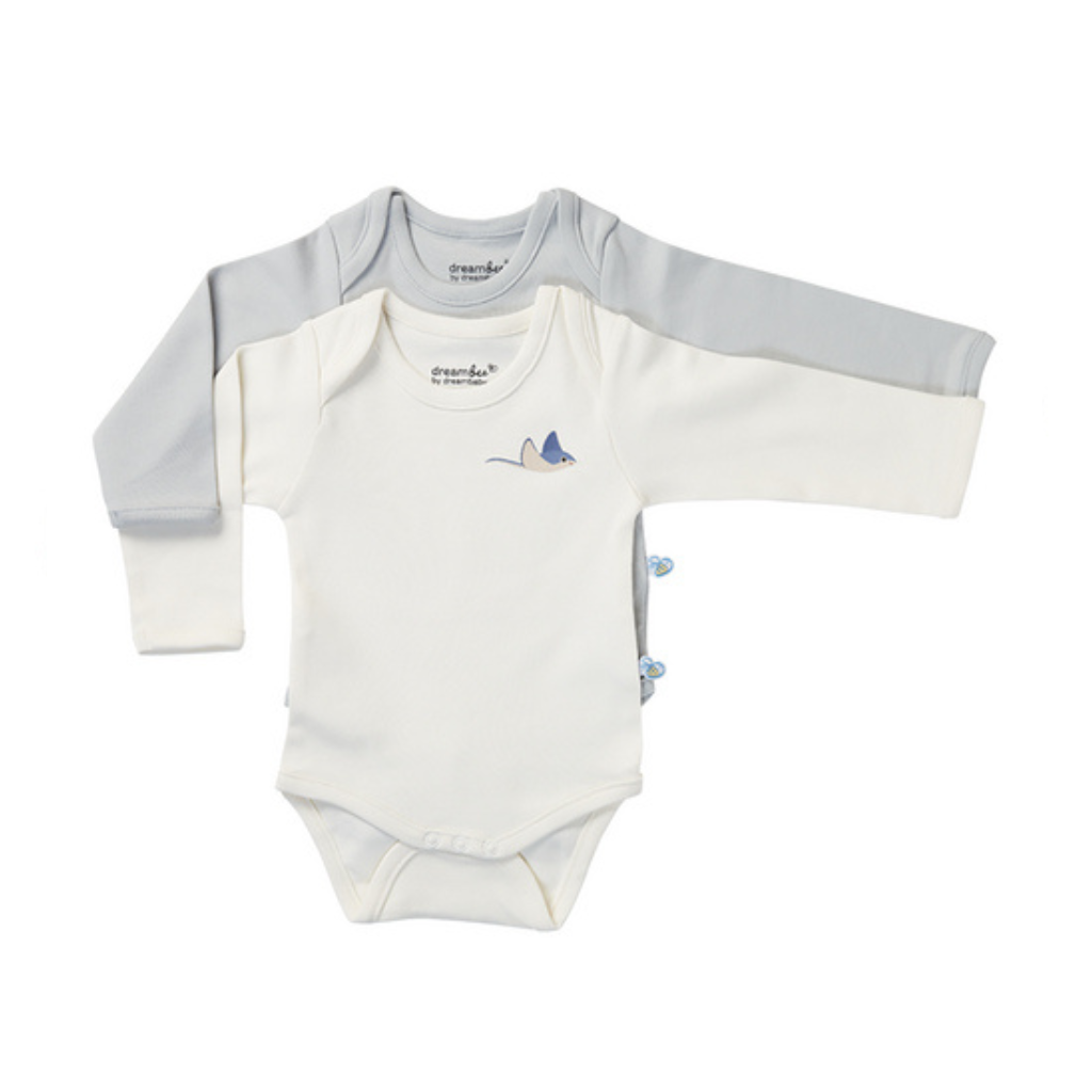 Dreambee Body met lange mouwen Billie beige/grijs - 2 stuks