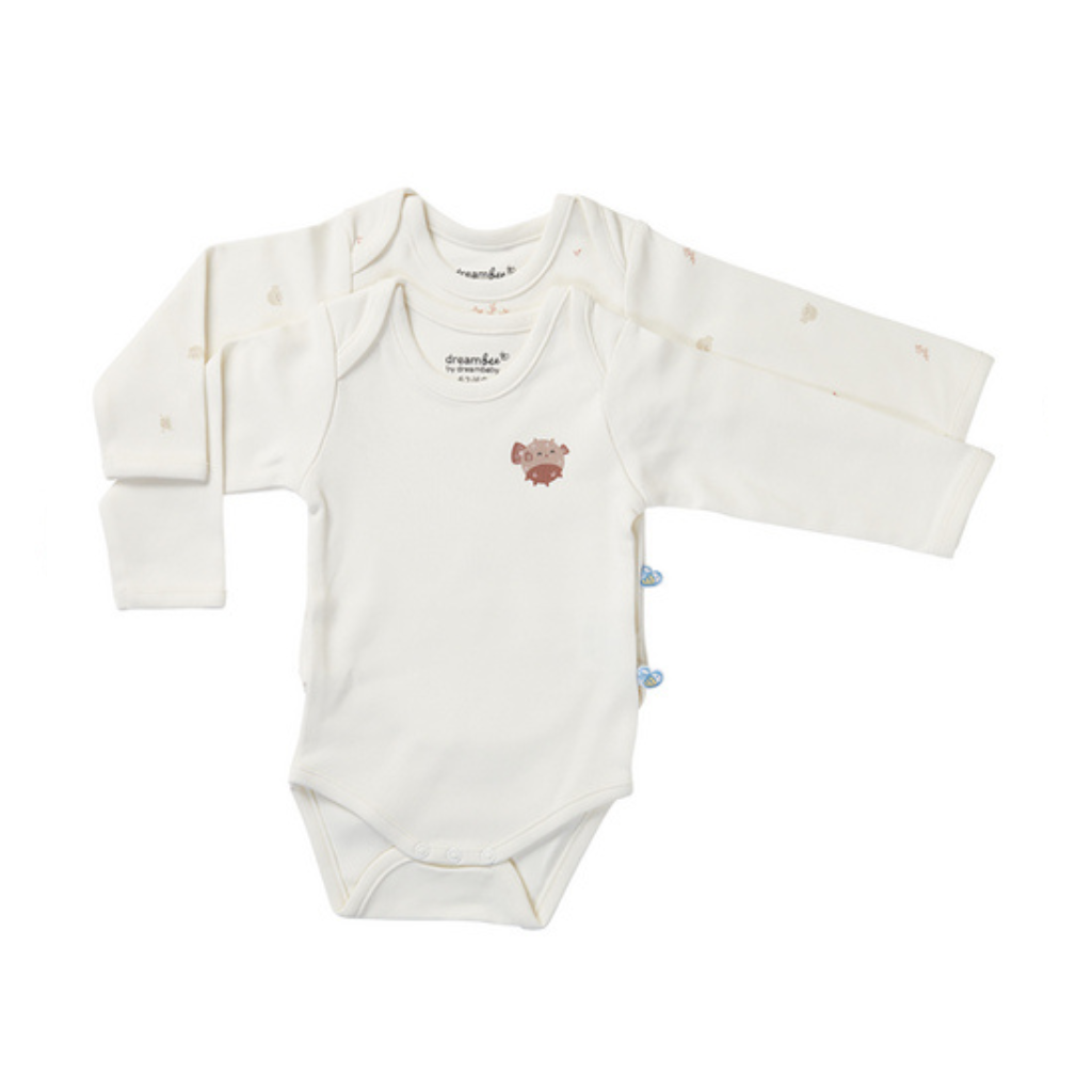 Dreambee Body met lange mouwen Billie ballonvis beige - 2 stuks