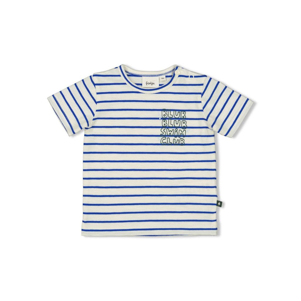 Feetje T-shirt streep Protect our reefs M56 Cobalt Jongens